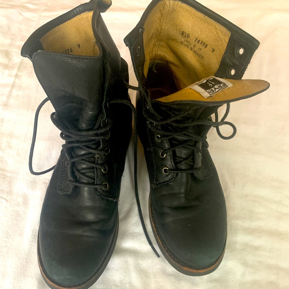 Frye black leather combat boots🔥
